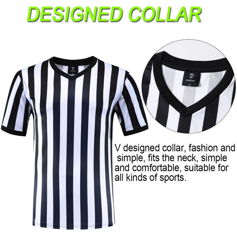 Shinestone Referee Shirt, Referee Costume Shirt for Womens and Mens, V Neck Referee Umpire Shirt Jersey for Football, Soccer and Sports for Christmas (XXX-Large) - Image 3